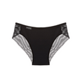 Black Bella full-compression tucking panty with sheer mesh back by ZHE