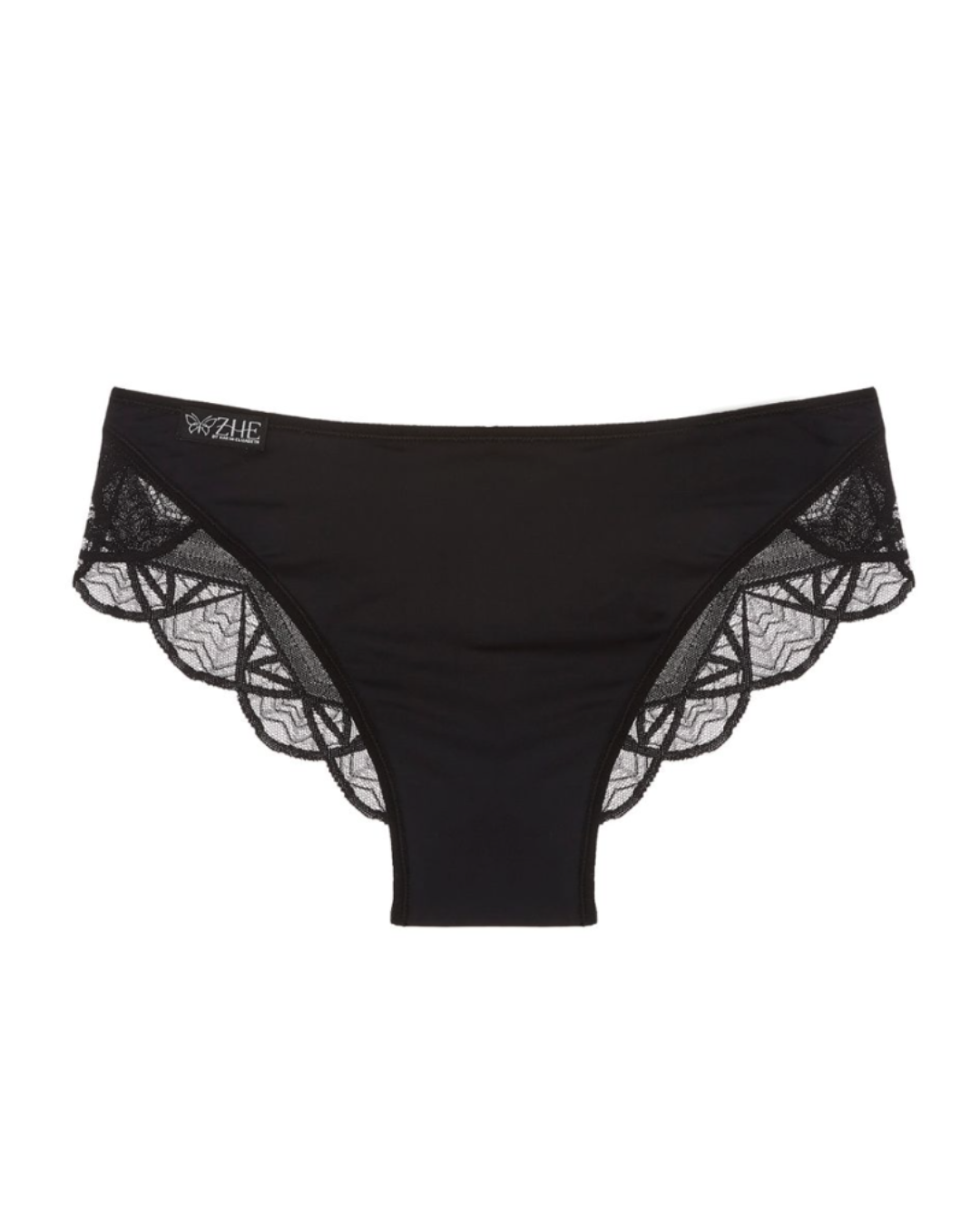 Black Wicked full-compression tucking panty with lace back by ZHE